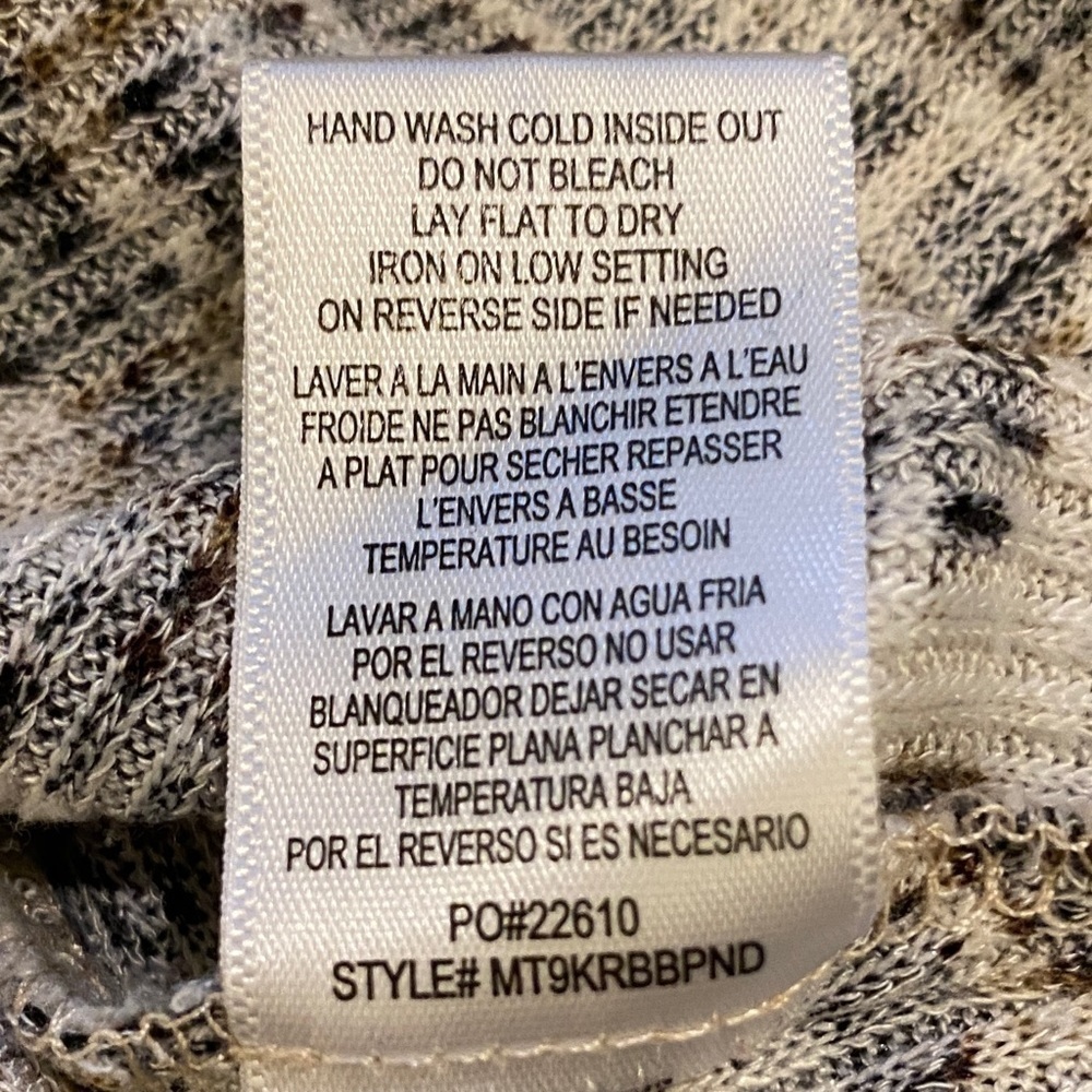 Bobeau Top Tie Front Animal Print Thermal Stretch Blouse Shirt Long Slv Sz Small - Picture 8 of 11